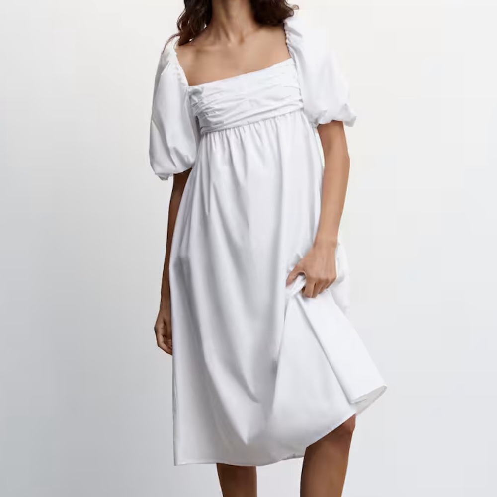 NWT_MANGO Puffed Sleeves Cotton Dress